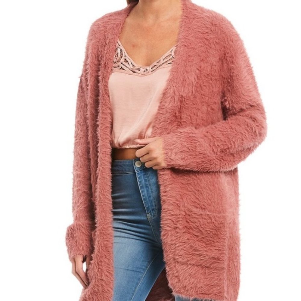 Free People Faux Fur Teddy Boyfriend Cardigan